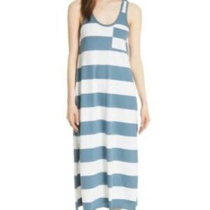 ATM Anthony Thomas Melillo Striped Pima Cotton Maxi Tank Dress Blue White M